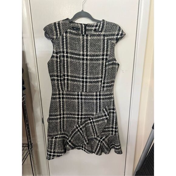 MNG Mango Black White Short Sleeve Tweed Dress SZ M - Picture 2 of 8